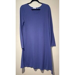 Habitat Women's Blue Puckered Knit Rayon Midi Shift Dress‎ Sz MEDIUM